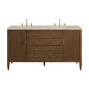 James Martin Myrrin 60" Double Bathroom Vanity, Mid-Century Walnut