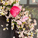 26 Inch Pink Blossom Wreath by Decor Steals