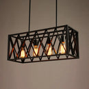 GobekUsa Wrought Iron Black Rectangular Hanging Light Fixture - Industrial Style for Bar Island Lighting