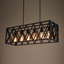 GobekUsa Wrought Iron Black Rectangular Hanging Light Fixture - Industrial Style for Bar Island Lighting