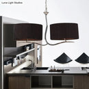 GobekUsa Drum Pendant Light - 4 Black/White Fabric Lights for Dining Room Island