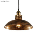 GobekUsa Wrought Iron Dome Industrial Ceiling Fixture Pendant Lighting - 12"/14" Diameter, 1 Light - Weathered Brass/Black
