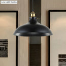 GobekUsa Wrought Iron Dome Industrial Ceiling Fixture Pendant Lighting - 12"/14" Diameter, 1 Light - Weathered Brass/Black
