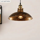 GobekUsa Wrought Iron Dome Industrial Ceiling Fixture Pendant Lighting - 12"/14" Diameter, 1 Light - Weathered Brass/Black