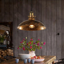 GobekUsa Wrought Iron Dome Industrial Ceiling Fixture Pendant Lighting - 12"/14" Diameter, 1 Light - Weathered Brass/Black