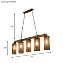 GobekUsa Wrought Iron Pipe Pendant Lighting with 5 Heads - Warehouse Brass Ceiling Light for Restaurant, Kitchen Island - Cylinder Mesh Shade