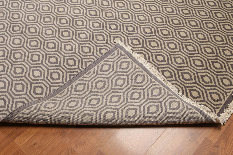 9' x 12' Hand Knotted Honeycomb Wool Full Pile Oriental Area Rug Light Gray