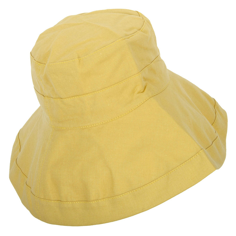 Women's Turn Up Brim Cotton Linen Dressy Bucket Hat