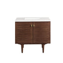 James Martin Amberly 36" Dual Mount Single Bathroom Vanity, Mid-Century Walnut