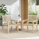 Outdoor Wicker and Acacia Wood Club Chairs - Set of 2