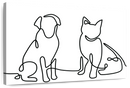 One Line Dog And Cat Wall Art