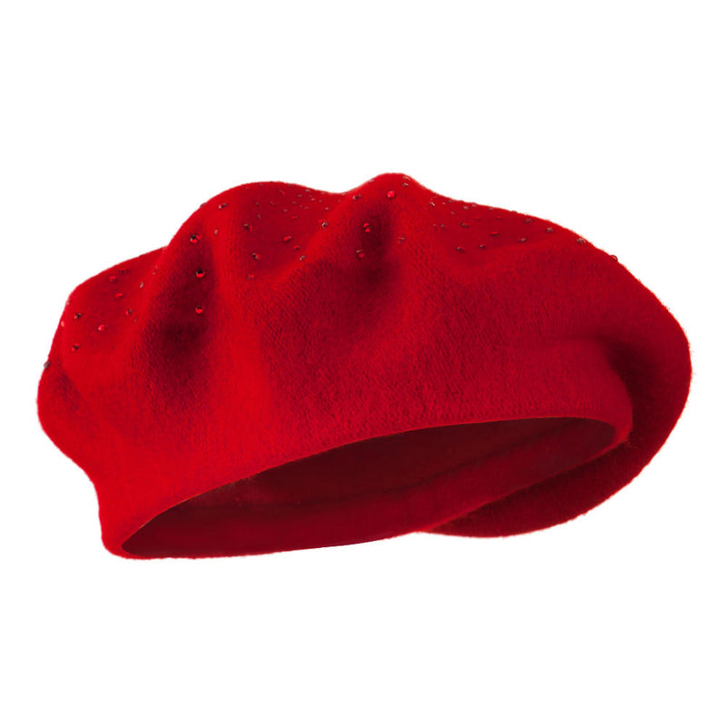 Wool Beret with Bead Spiral Design