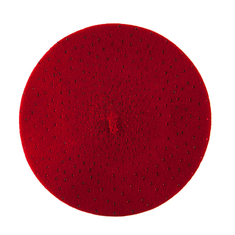 Wool Beret with Bead Spiral Design