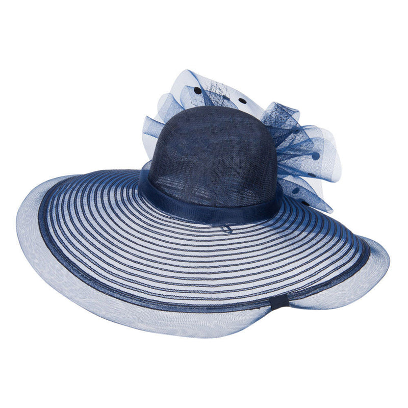 Polka Dot Net Bow Wide Sinamay Hat