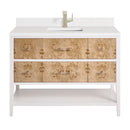 James Martin Olena 48" Single Bathroom Vanity, Polished White and Light Mappa Burl