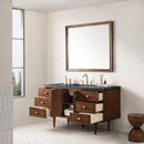 James Martin Amberly 60" Dual Mount Single Bathroom Vanity, Mid-Century Walnut