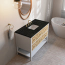 James Martin Olena 48" Single Bathroom Vanity, Polished White and Light Mappa Burl