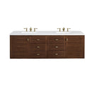 James Martin Amberly 72" Dual Mount Double Bathroom Vanity, Mid-Century Walnut