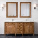 James Martin Brittany 72" Double Bathroom Vanity, Saddle Brown