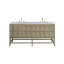 James Martin Emmeline 72" Double Bathroom Vanity, Pebble Oak