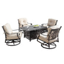 Aluminum 48-in Rectangular Patio Fire Table and Swivel Rocker Set