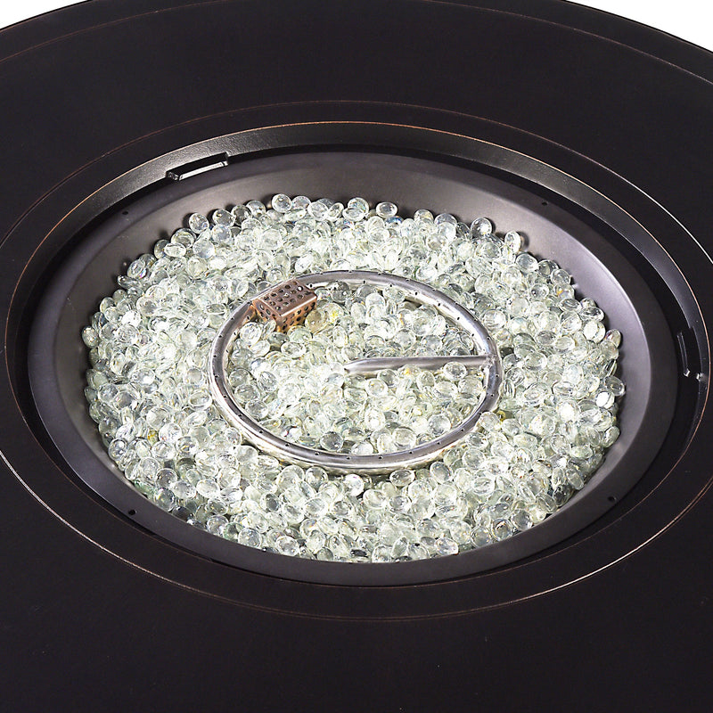 Aluminum 44-in Round Patio Fire Table Set with Swivel Rocking Chairs
