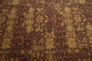 9' x 12' Hand Knotted Erased Pattern Botanical Wool Pile Area Rug Brown