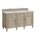 James Martin Lorelai 60" Double Bathroom Vanity, Whitewashed Oak