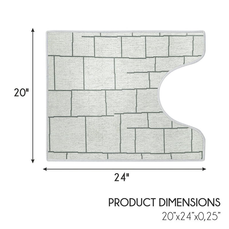 Grid Design U Shape Bathroom Rug | 20”x24" | Ivory