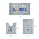 US States Florida Design 3 Piece Bathroom Rugs Set |Silver