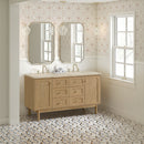 James Martin Laurent 60" Dual Mount Double Bathroom Vanity, Light Natural Oak