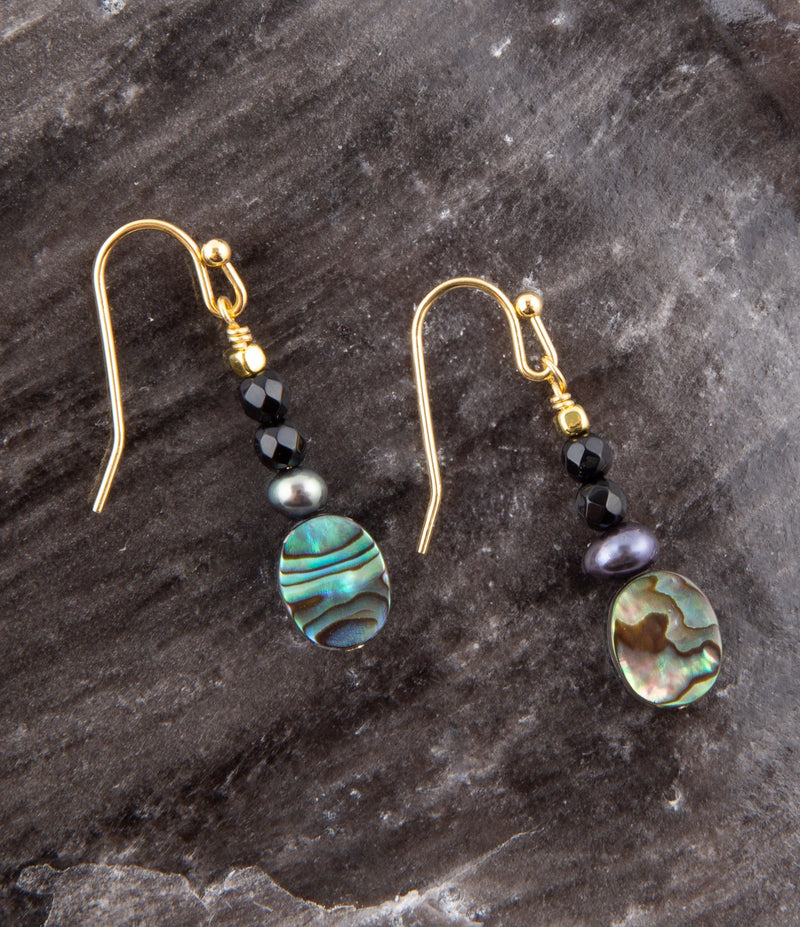 Xavier Abalone Onyx Earrings