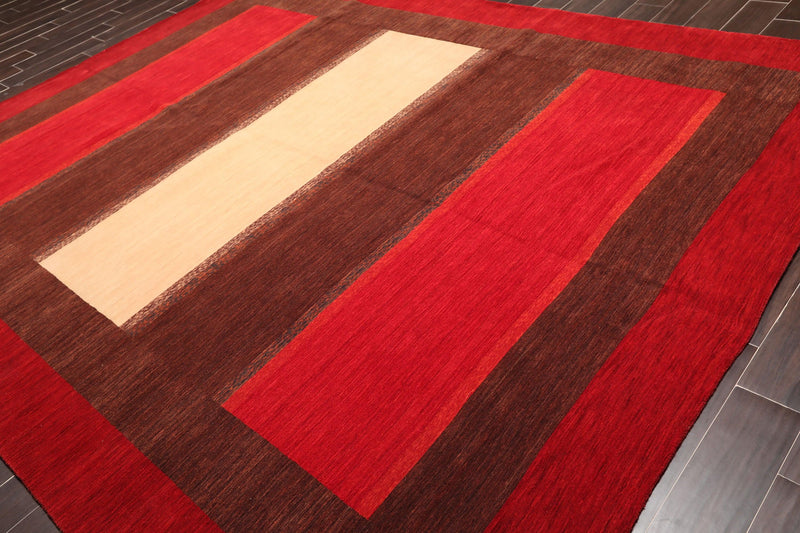 9'3" x 11'10" Hand Knotted 100% Wool Designer Oriental Area Rug Contemporary Red