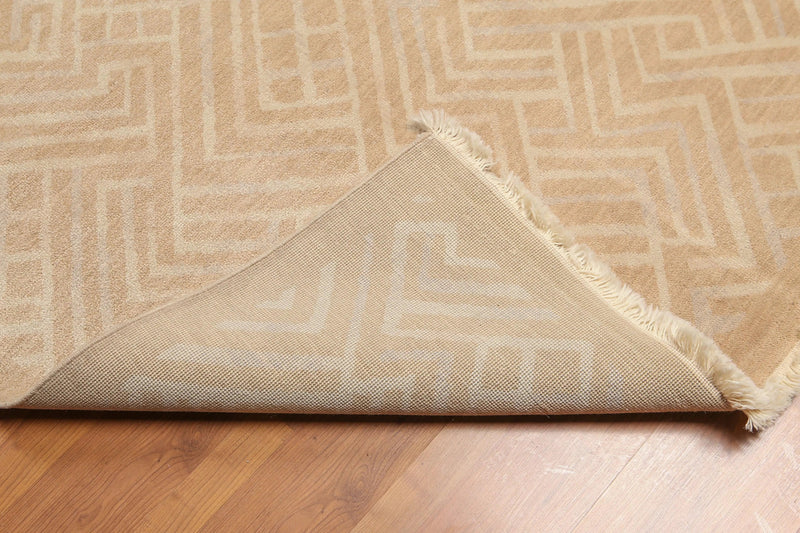 6' x 9' Hand Knotted Geometric Pattern 100% Wool Area rug Tan