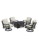 Black Aluminum Fire Table Set with Four Club Chairs