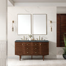 James Martin Amberly 60" Dual Mount Double Bathroom Vanity, Mid-Century Walnut