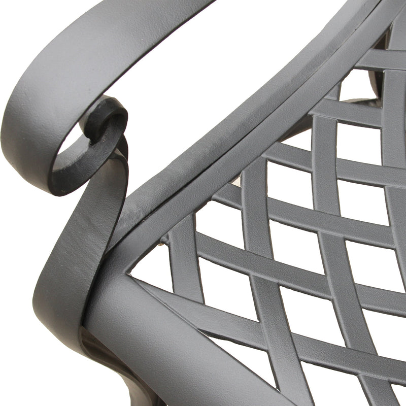 Ornate Traditional Outdoor Cast Aluminum Black Patio Dining Chair
