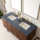 James Martin Amberly 60" Dual Mount Double Bathroom Vanity, Mid-Century Walnut
