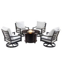 Aluminum 44-in Round Patio Fire Table Set with Swivel Rocking Chairs