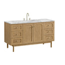 James Martin Laurent 60" Dual Mount Single Bathroom Vanity, Light Natural Oak