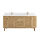 James Martin Laurent 72" Dual Mount Double Bathroom Vanity, Light Natural Oak