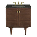 James Martin Amberly 30" Dual Mount Single Bathroom Vanity, Mid-Century Walnut
