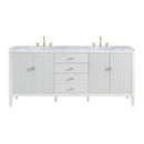 James Martin Myrrin 72" Double Bathroom Vanity, Bright White