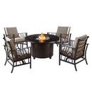Aluminum 44-in Round Antique Copper Fire Table Set with Rocking Chairs