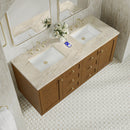 James Martin Laurent 60" Dual Mount Double Bathroom Vanity, Honey Oak