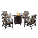 Aluminum 34-in Round Antique Copper Fire Table Set with Rocking Chairs