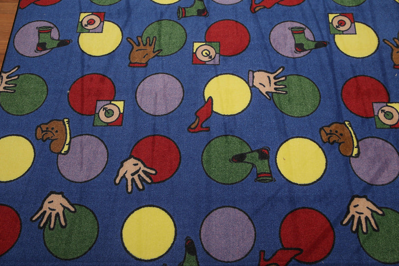 5'6" x 8' Modern Playful Novelty Design Nylon Full Pile Area Rug Blue