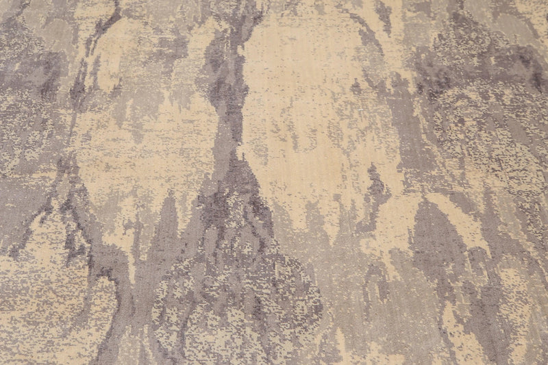 6' x 9' Hand Knotted Designer Grunge/Distress Look Wool Area rug Beige