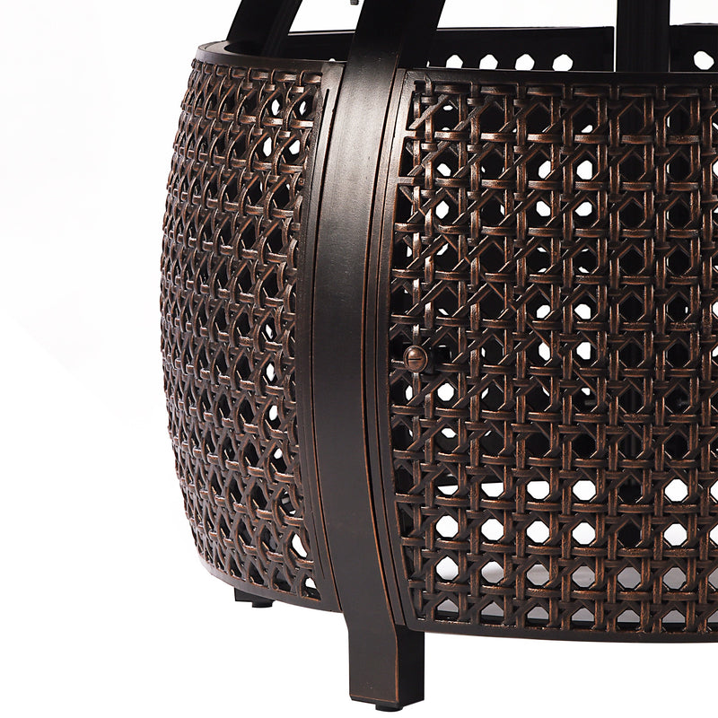 Aluminum 44-in Round Patio Fire Table Set with Swivel Rocking Chairs
