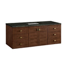 James Martin Amberly 60" Dual Mount Single Bathroom Vanity, Mid-Century Walnut